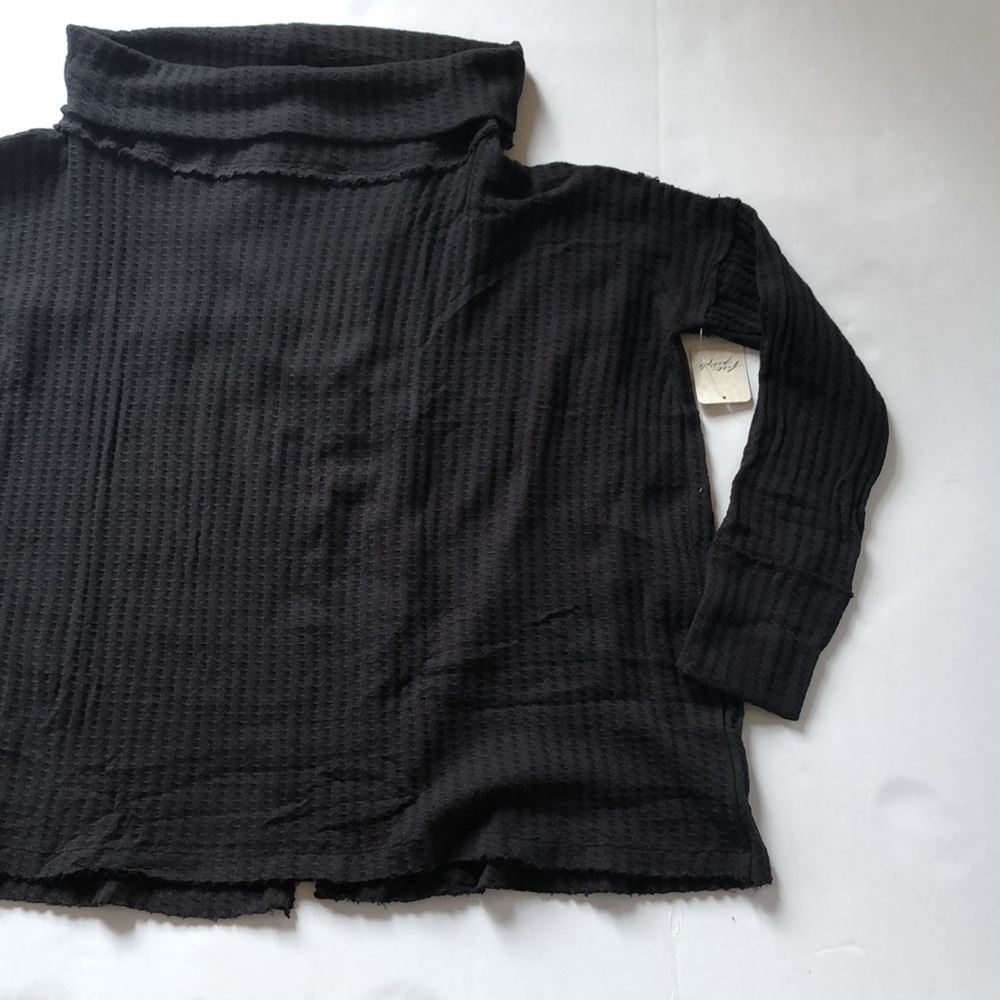 NWT Free People Juicy Long Sleeve Thermal Knit Shirt In Black Size Small - Picture 9 of 15
